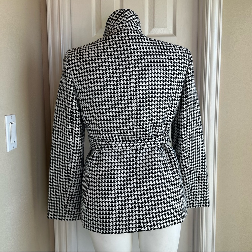 Houndstooth Button Belted Blazer Jacket - image 4